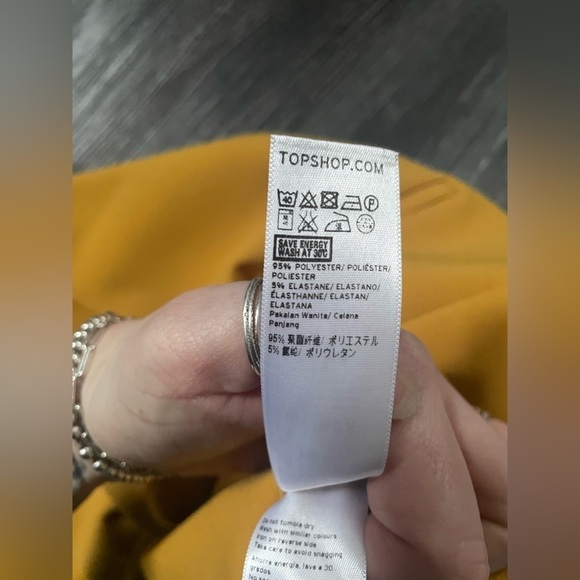 Top shop Trouser Pleated Tapered straight pockets Mustard Golden Yellow size 4 - Picture 7 of 9